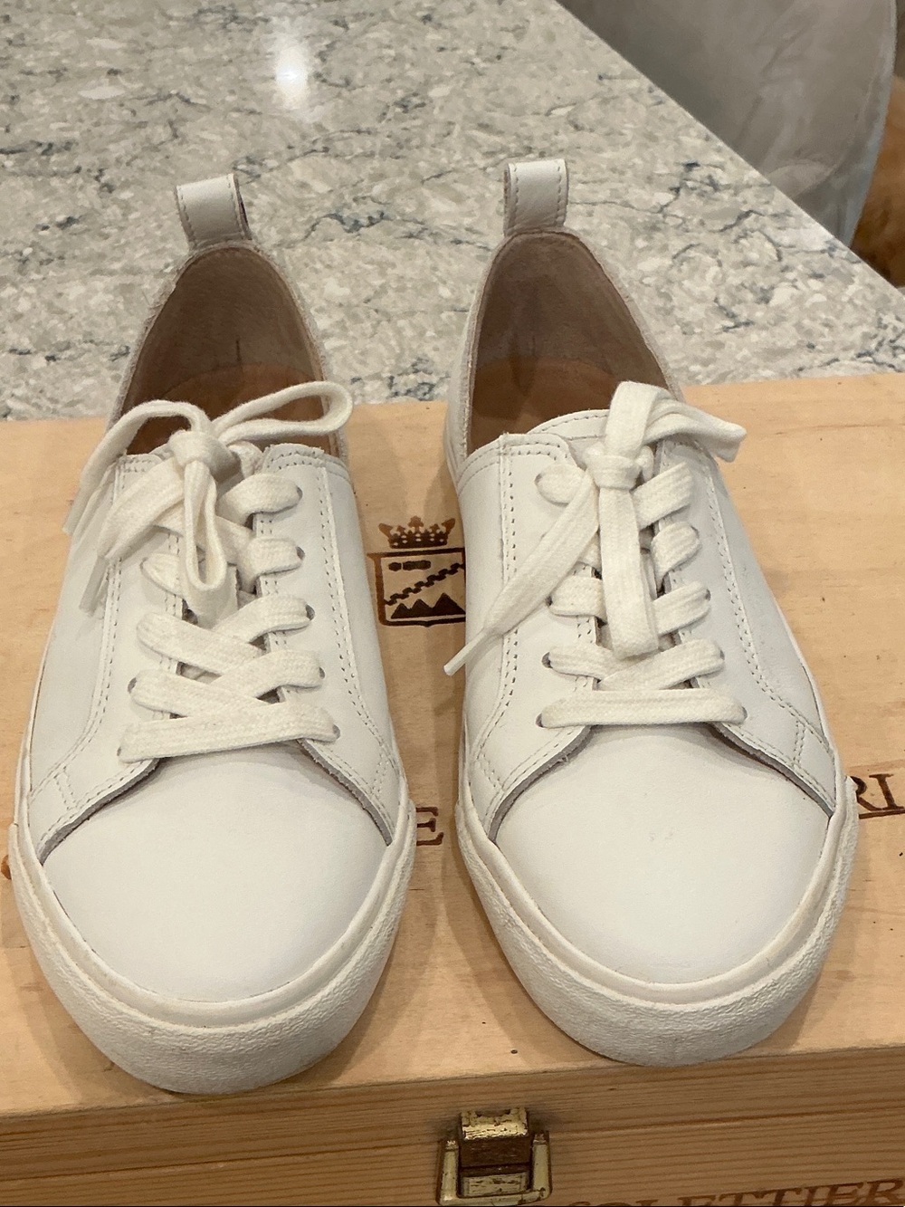 Lucky Brand White Leather Women's Lace-Up Sneakers